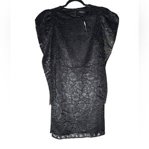 Express Black Lace Puff Sleeve Mini Dress Womens Size Small Evening Party NWT